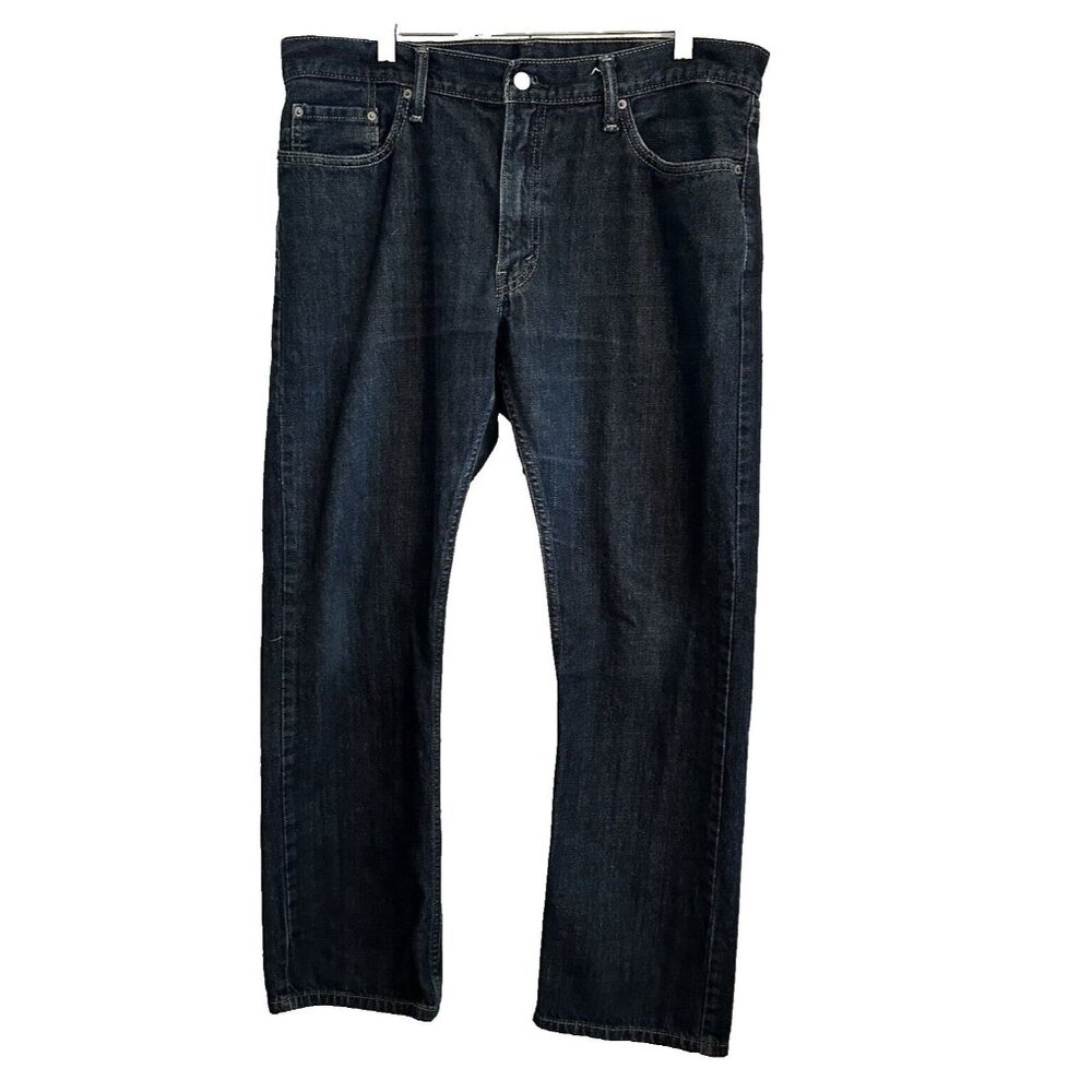Levi Strauss Dark Wash Blue Denim Jeans 514 Mens 38X32 Straight Leg Preppy - Picture 2 of 13